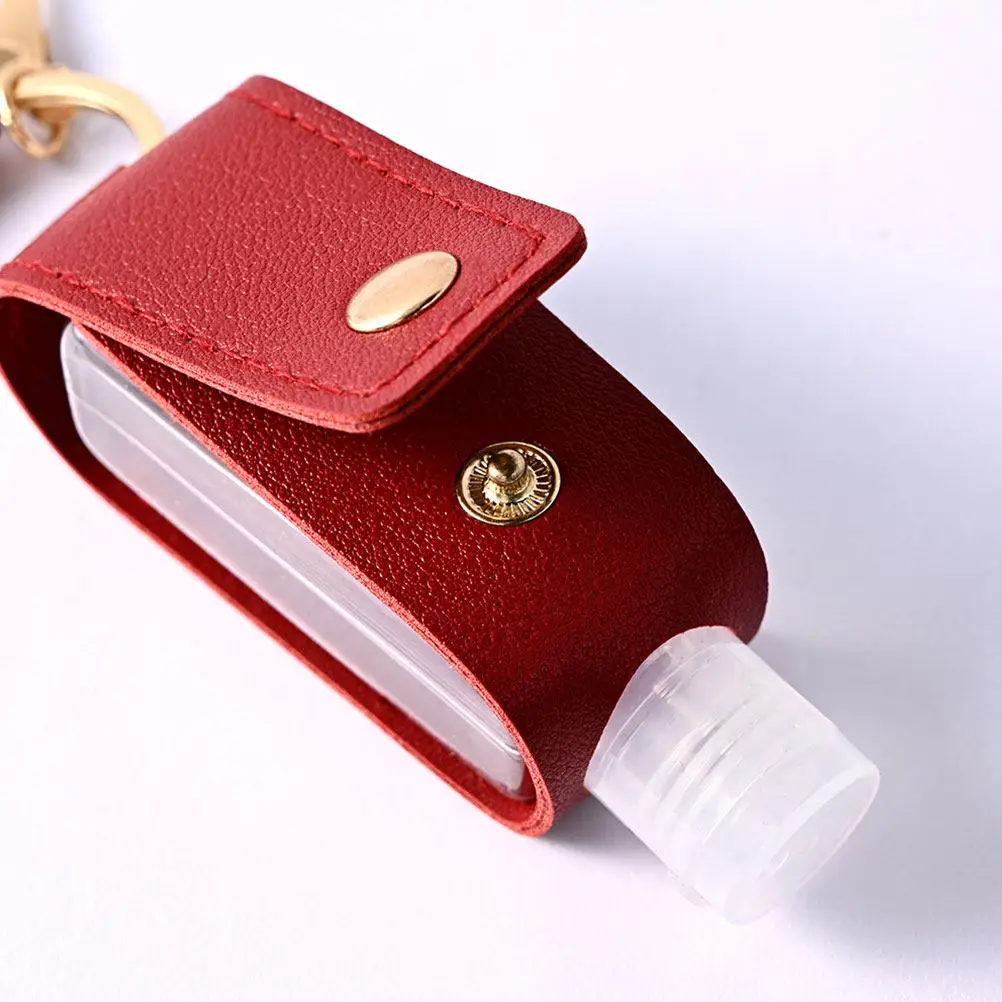 

4Sets Travel Bottles Leakproof Keychain Holder Portable Refillable Squeeze Bottles with PU Cases Keychain Holder