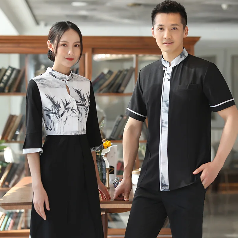 ウェルカム受付作業服半袖レストランホテル宴会ロビーレセプションエチケットロングドレス女性作業服