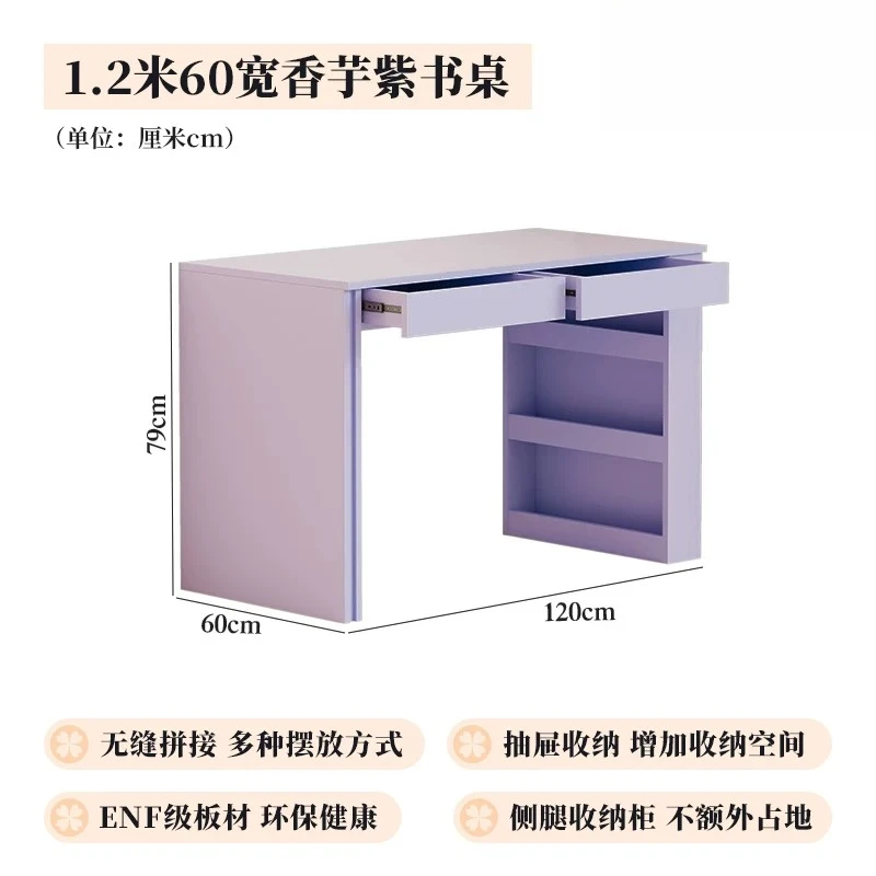 Desk Girl Bedside Table Little Princess Bedroom Drawer Writing Table Purple Furniture Computer Desk