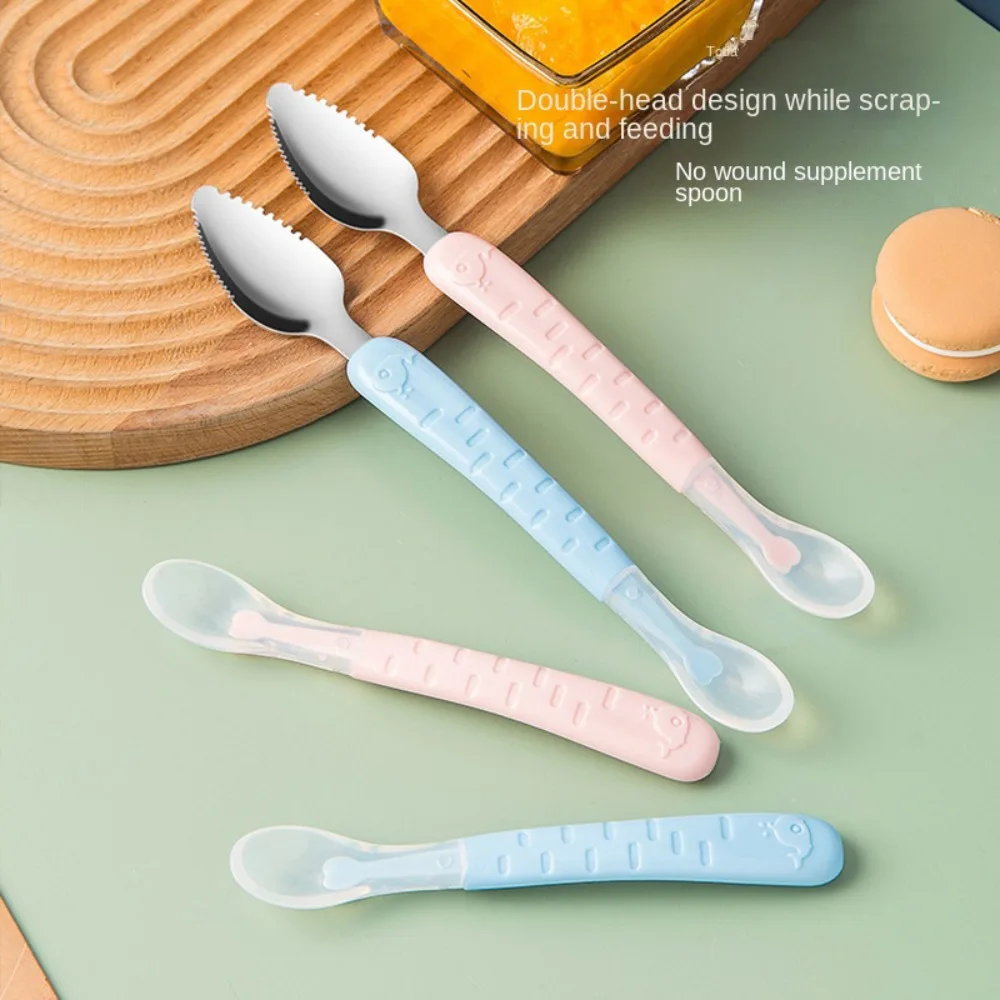 Creative Double Headed Baby Tableware Food Grade No Odor Fruit Scraping Spoon Complementary Food Spoon