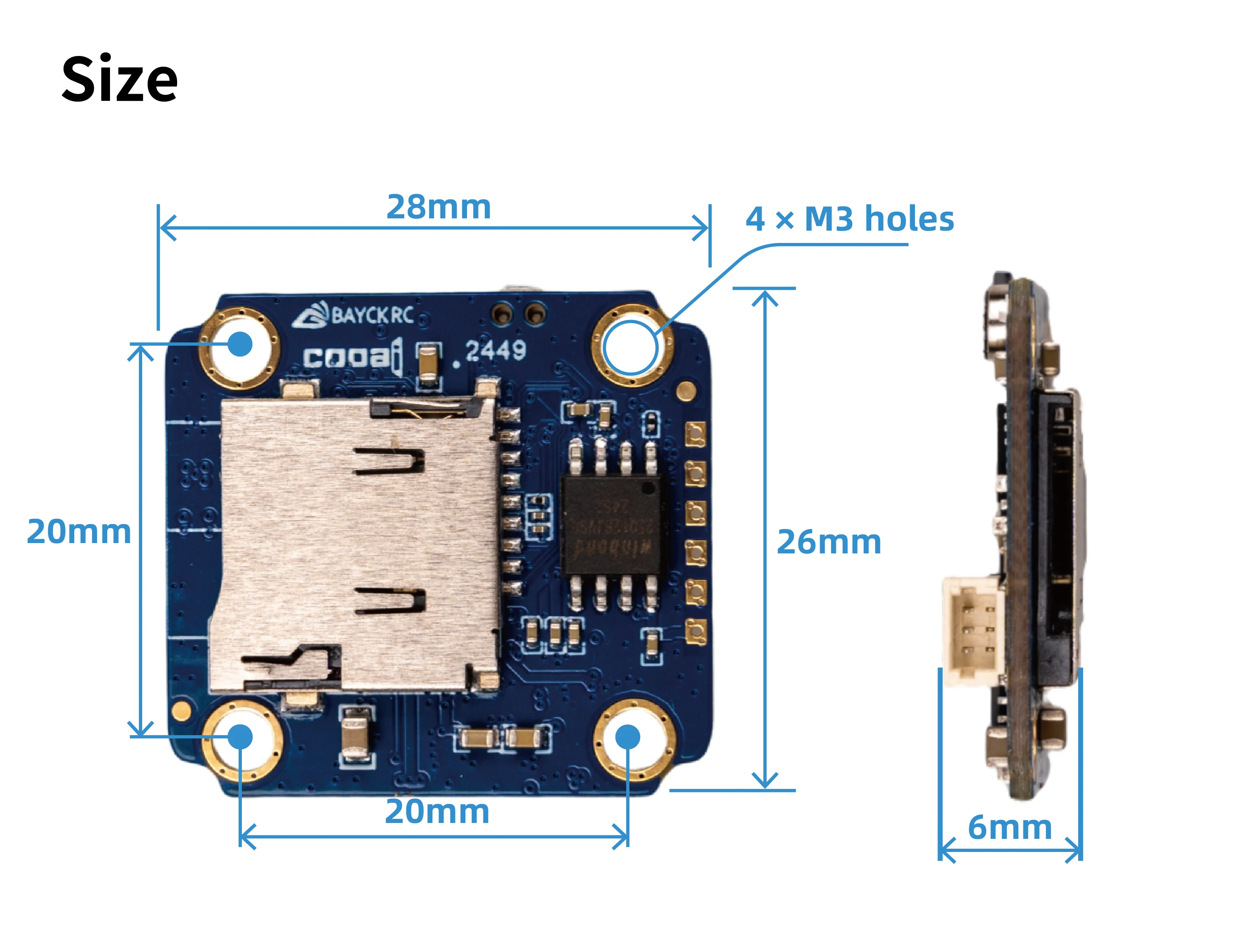 COOAI COOEYE BAYCK MINI DVR 5V-30V Unterstützung 512G MAX Micro SD PAL/NTSC/AHD720P (25/30/60fps) Kamera Video Modul Für Drone FPV RC – Detail 2