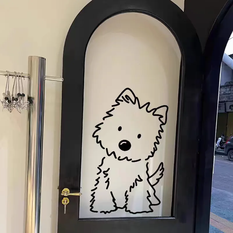 

Cute Line Little Dog Door Stickers Puppy Self Adhesive PVC Decorative Wall Stickers Birthday Party Home Living Room Wall Decors
