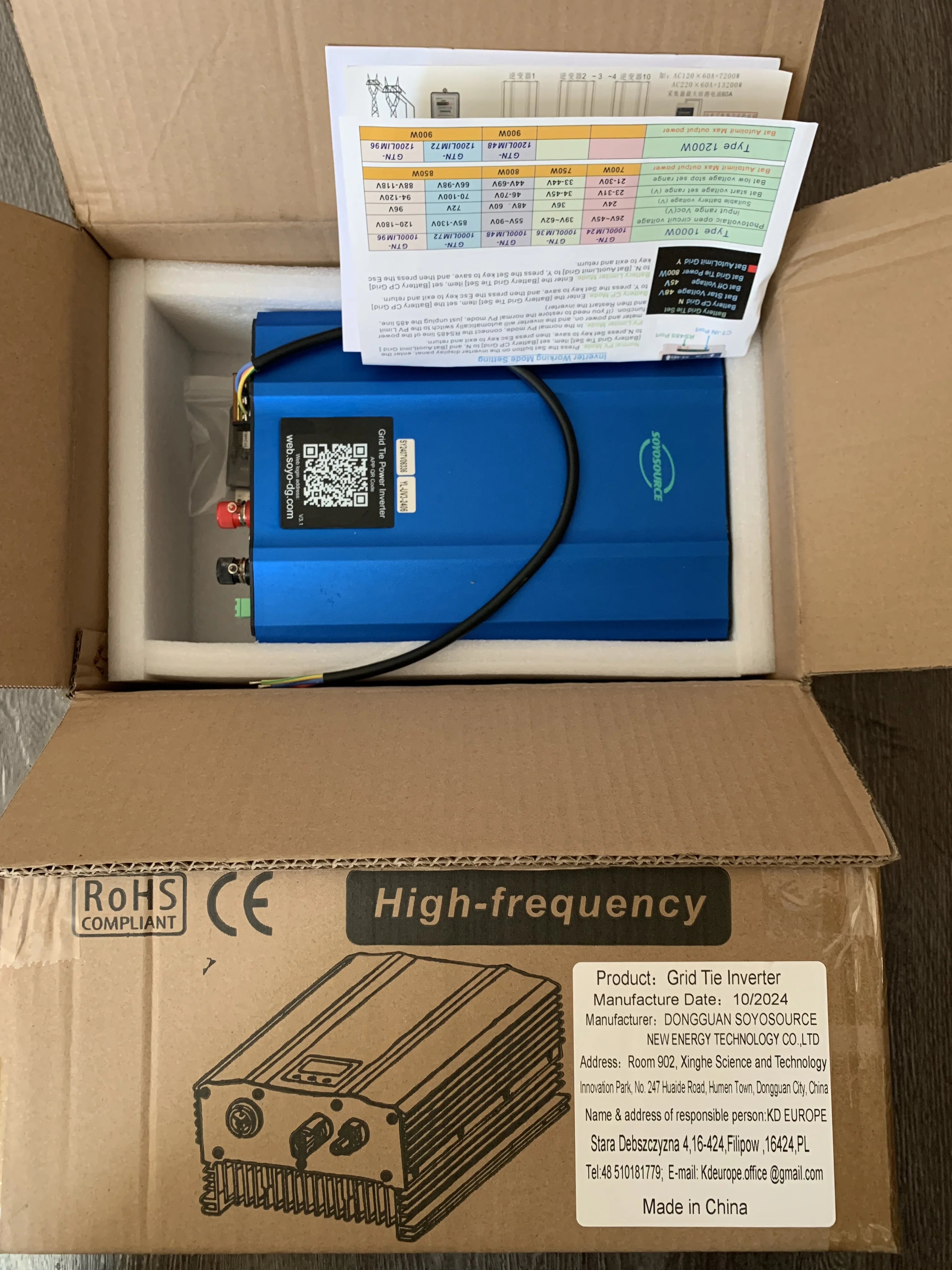 MPPT 1200W 1000W Grid Tie Inverter Pure Sine Wave Power Converter DC24V 48V to AC110V AC220V for Renewable Energy Systems