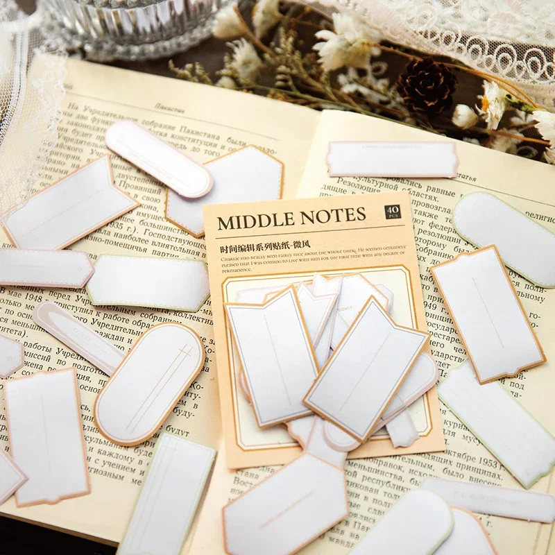 40Pcs Memo Notes Stickers Label Message Ledger Decorative Material Collage Base Paper collage handmade Scrapbooking 110*85mm