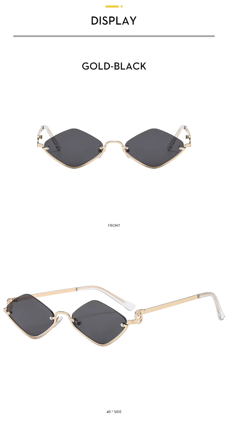 Mode Kleine Polygonale Sonnenbrille Frauen Marke Metall Halb Rahmen Gläser Damen Hipster Sexy Cat Eye Shades Vintage – Detail 8