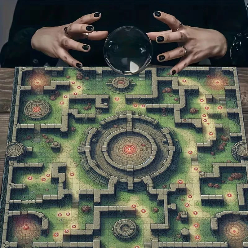 1pc Dungeon Maze Tablecloth – 2D Fantasy Map Design for RPG Games, Dice Rolling & Home Decor