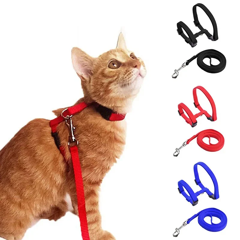 Nylon Cat Harness and Leash Set Pet Products For Animals Adjustable Puppy Dog Traction Harness Belt Cat Kitten Halter Cat Collar