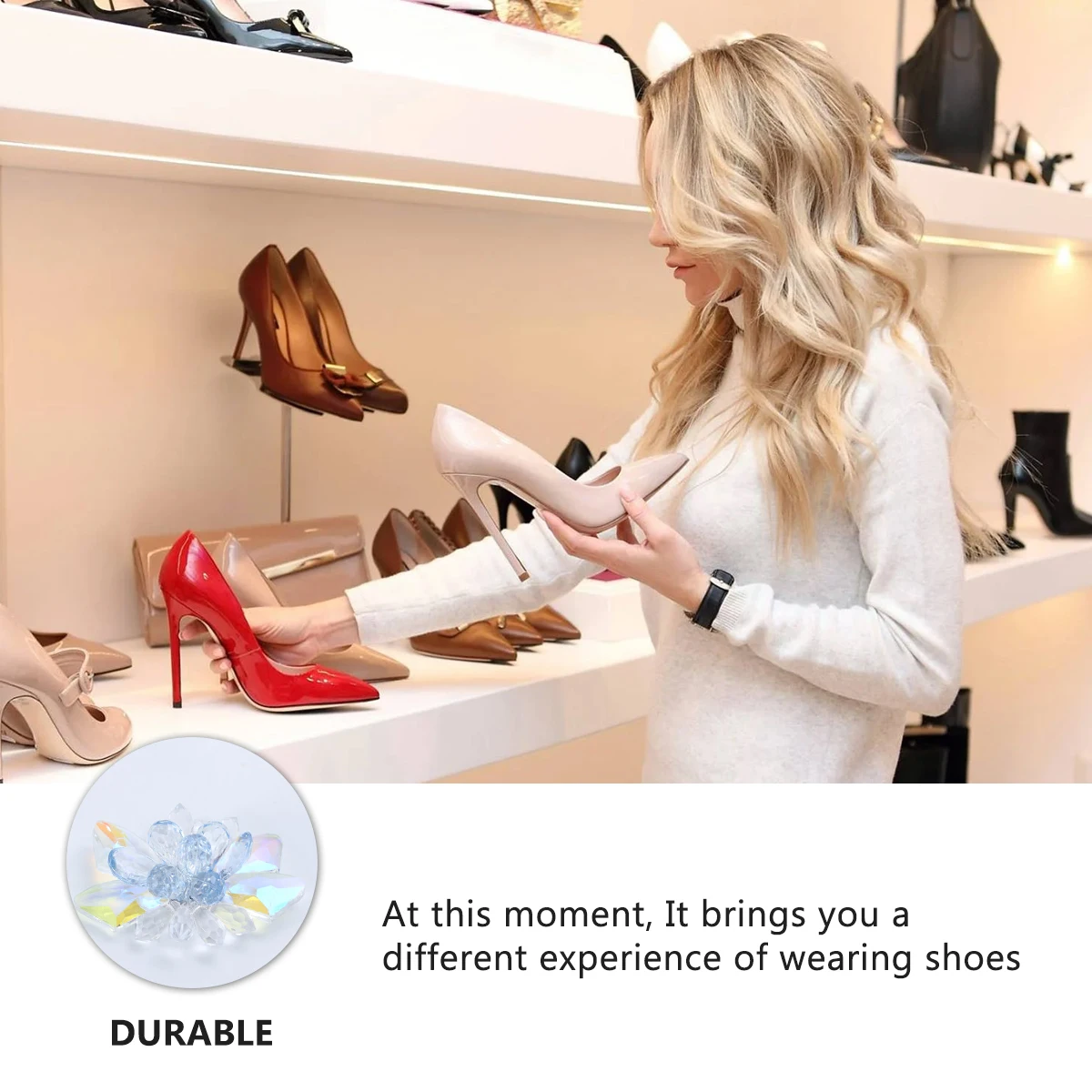 

1Pcs Durable Crystal Glass Shoe Flower Clip Elegant Shoe Buckle Decoration for Women Suitable Flats Boots Pumps