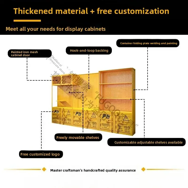 q-1  b28Industrial style display cabinet, figure product storage display cabinet, perforated board, commercial tool container