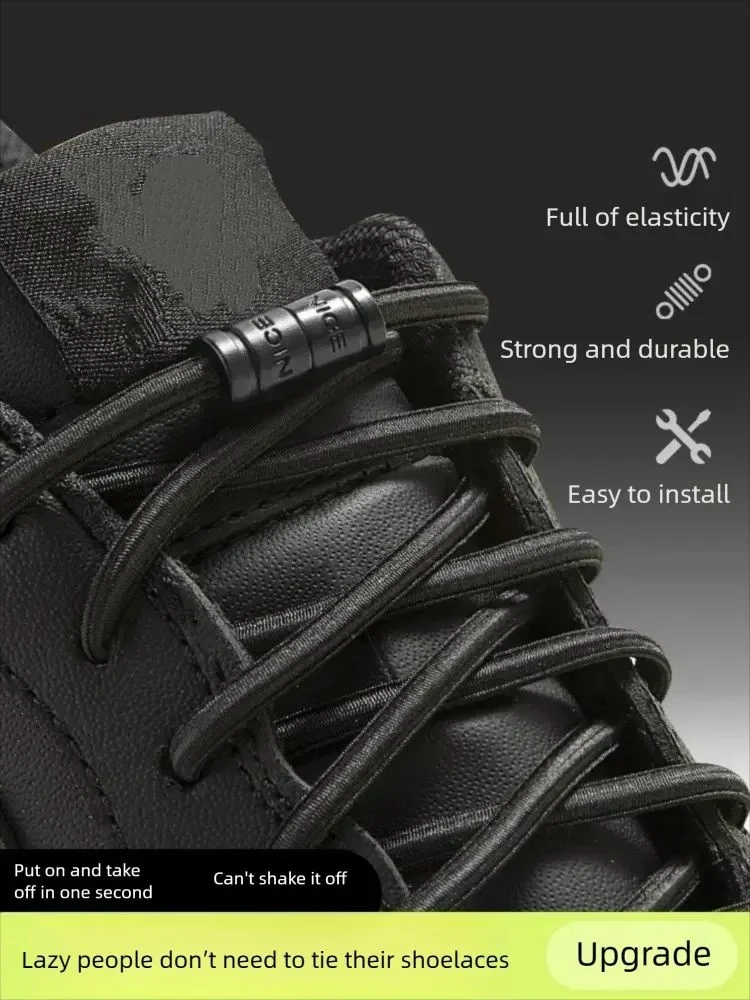 Colorful Metal Lock Sneakers Elastic Shoelaces No-Tie Sports