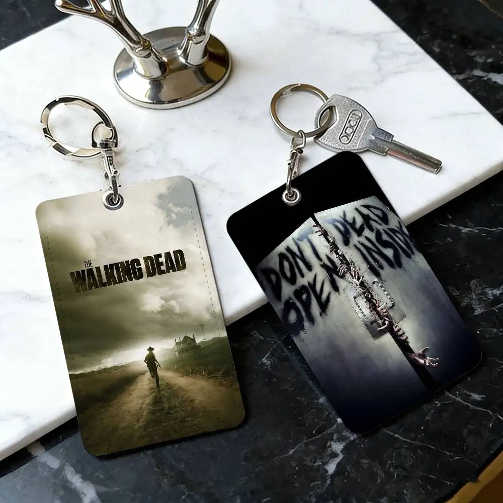 

TV Series The W-Walking Dead Card Holder Men And Womenn Universal Antirust Keychain PU Learther Access Drop Key Tag Ring