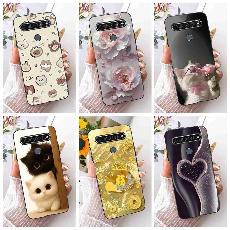 Funda para LG K61 2020 LMQ630EAW, funda negra de silicona TPU con dibujos animados, a prueba de golpes, para LG K61 2020 k61, fundas para teléfono de 6,53 pulgadas