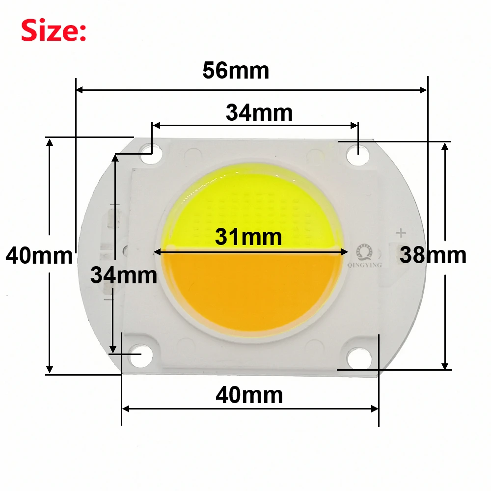 Imagem -04 - Dual Color High Power Led Cob Chip Branco Quente Frio Holofote ao ar Livre Lâmpada Holofote 100w 200w 3236v 3000k 6500k Pcs