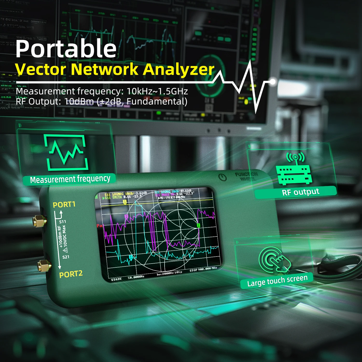 Imagem -02 - Analisador de Rede Vetorial 3.98 10k1.5ghz Alta Freqüência Vhf Uhf Analisador de Antena com Slot para Cartão sd Novo 2023 Nanovna-p5