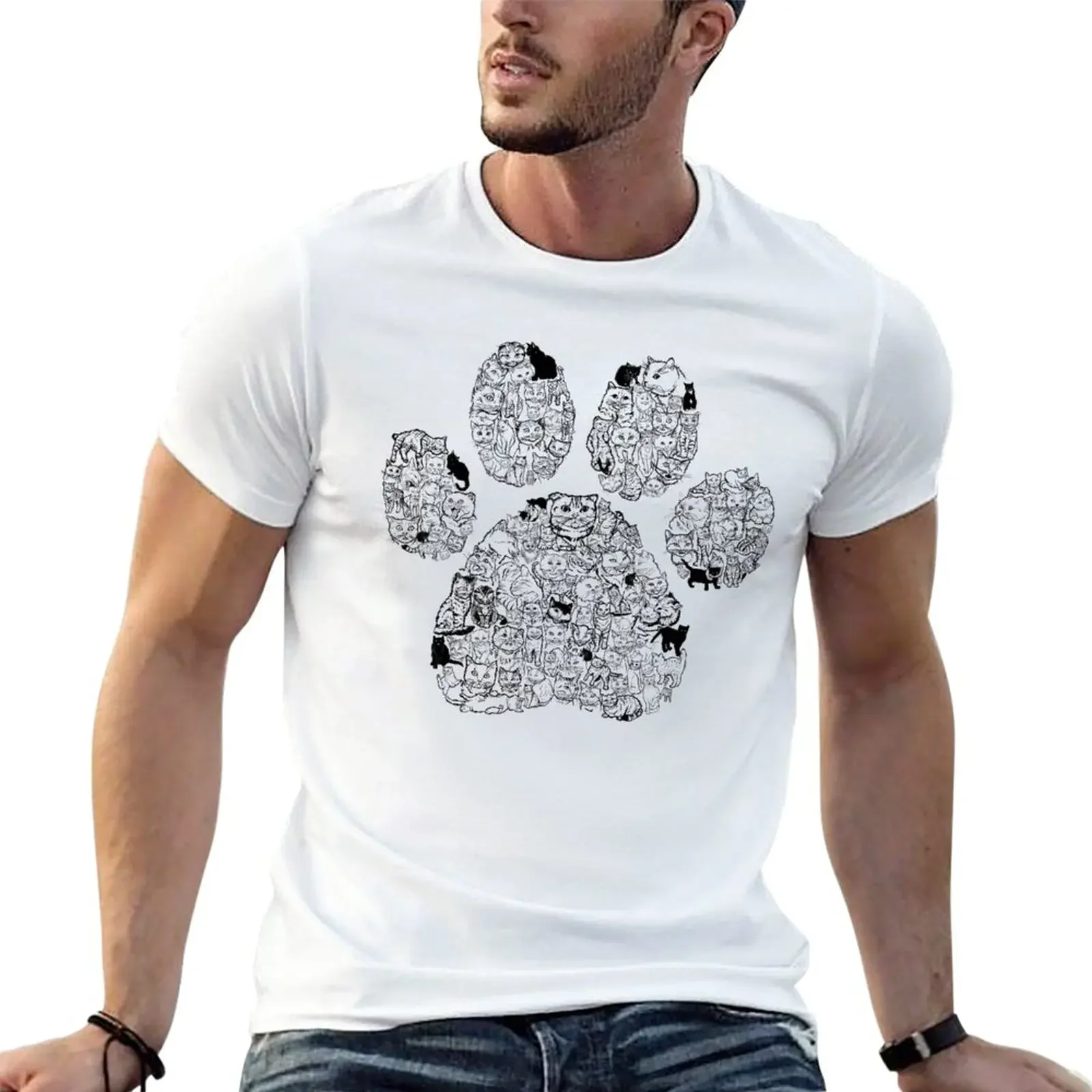 New Cat Paw Collage T-Shirt plus sizes summer clothes mens t shirts pack