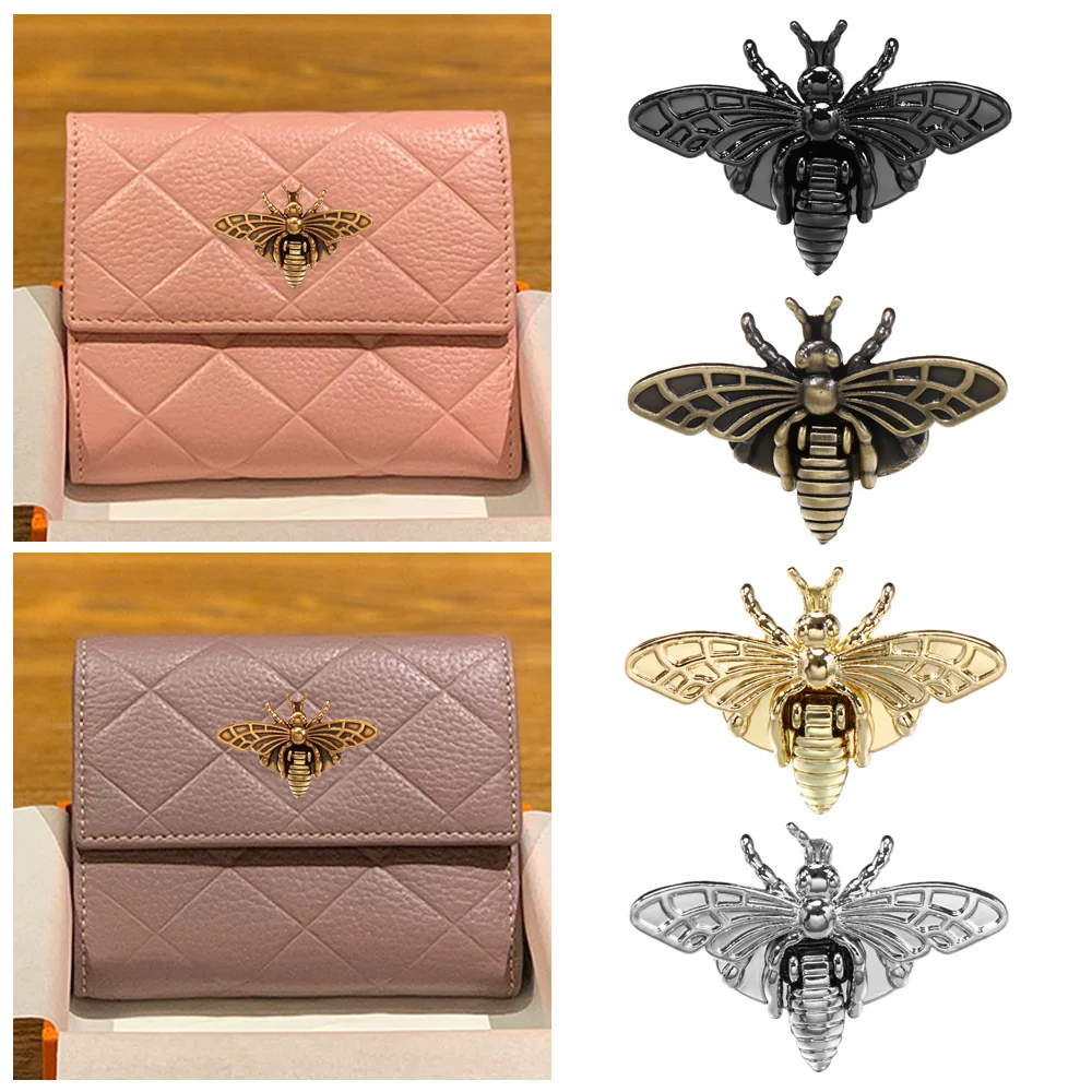 

High Quality Leather Craft DIY Accessories Bag Clasp Hardware Metal Buckles Bee Shape Retro Turn Lock