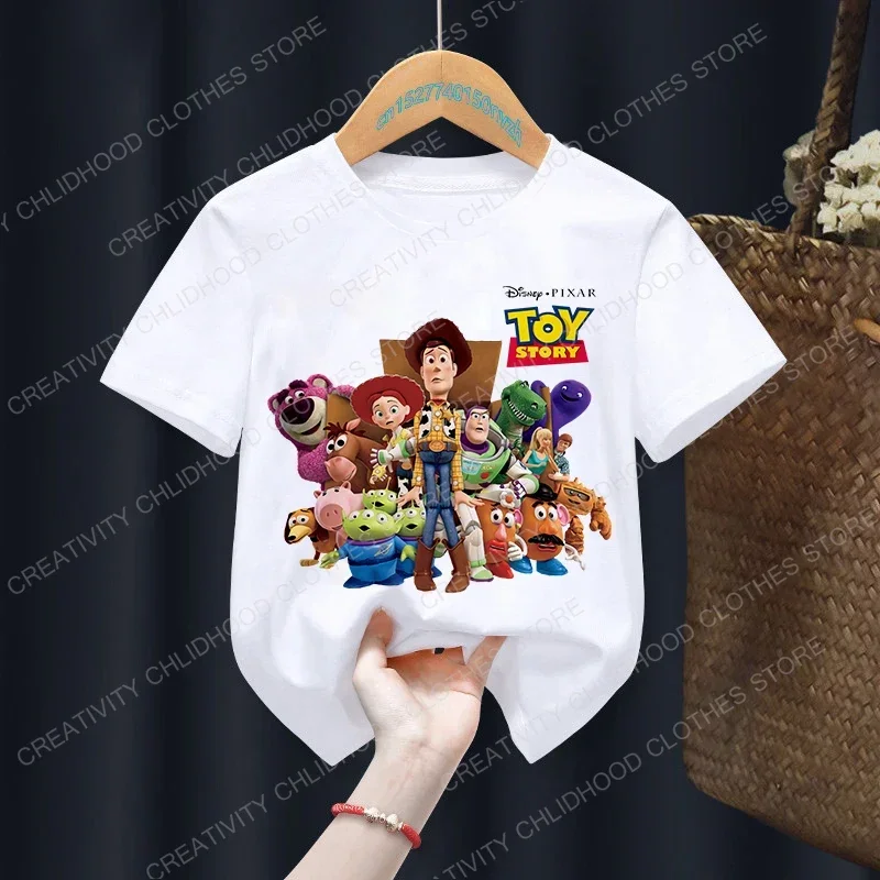 Toy Story Children T Shirt Woody Buzz Lightyear Clothes Kawaii Short Sleeve Anime Cartoon Kids Boys Girls T-shirt Casual Tee Top