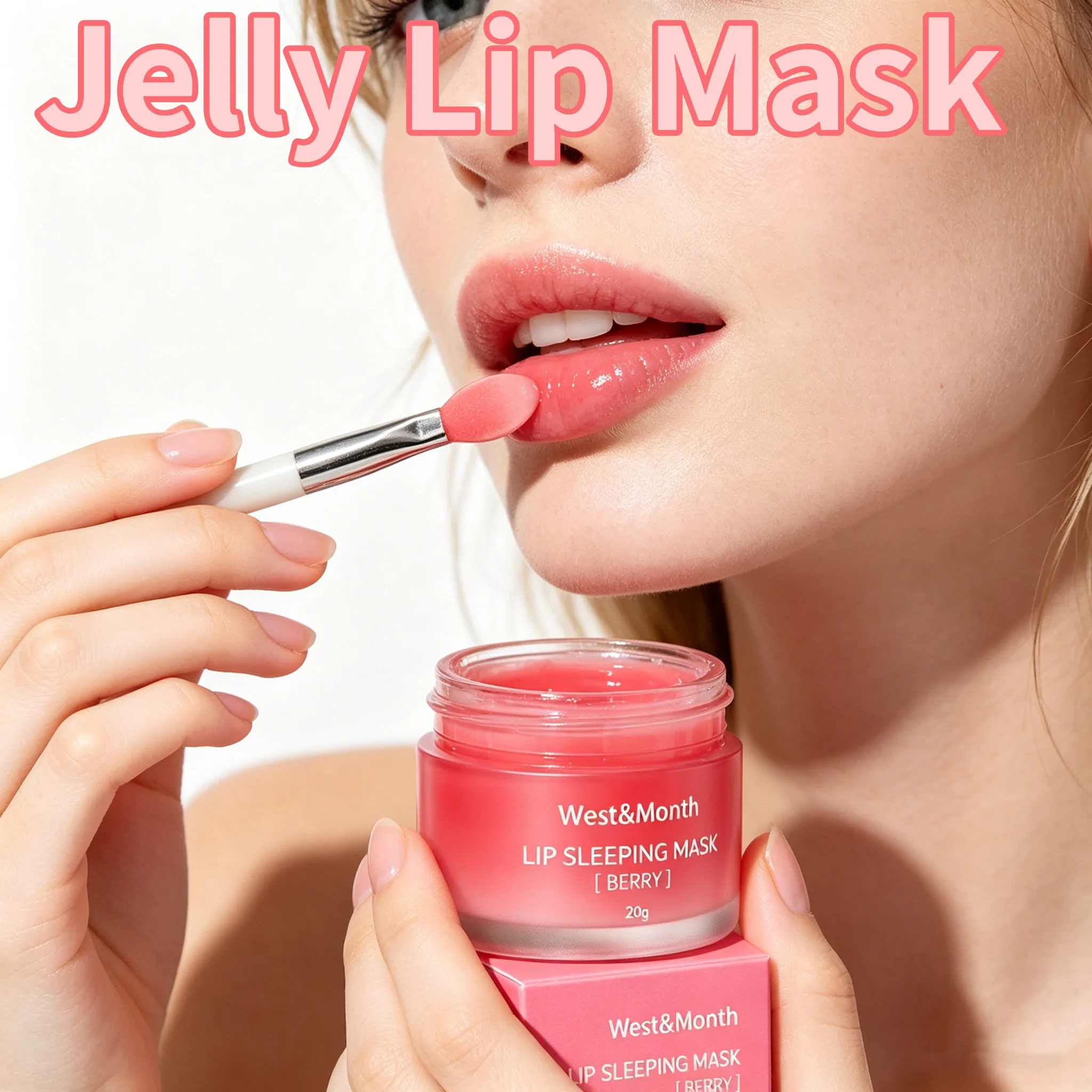 Jelly Lip Mask Overnight Repair Lip Sleeping  Brightening Hydrating & Plumping Lip Balm with Olive Fruit Oil & Strawberry Fruit Extract High-Shine Glossy Finish Fine Lines Smoothing Lip Care Vegan & Cruelty-Free Berry Flavor For Dry Lips