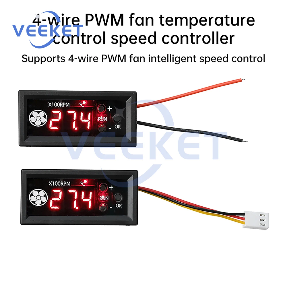 

Fan Temperature Controller DC 12V 4-Wire PWM Fan Speed Controller Module Digital Display Temperature Controlled Governor