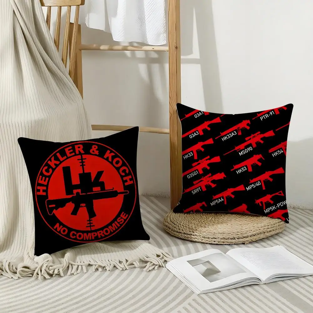 Firearms Brand H-Heckler & KochS Cushion Cover Short Plush Breathable Pillowcase Odorless Invisible Zipper Washable Removable