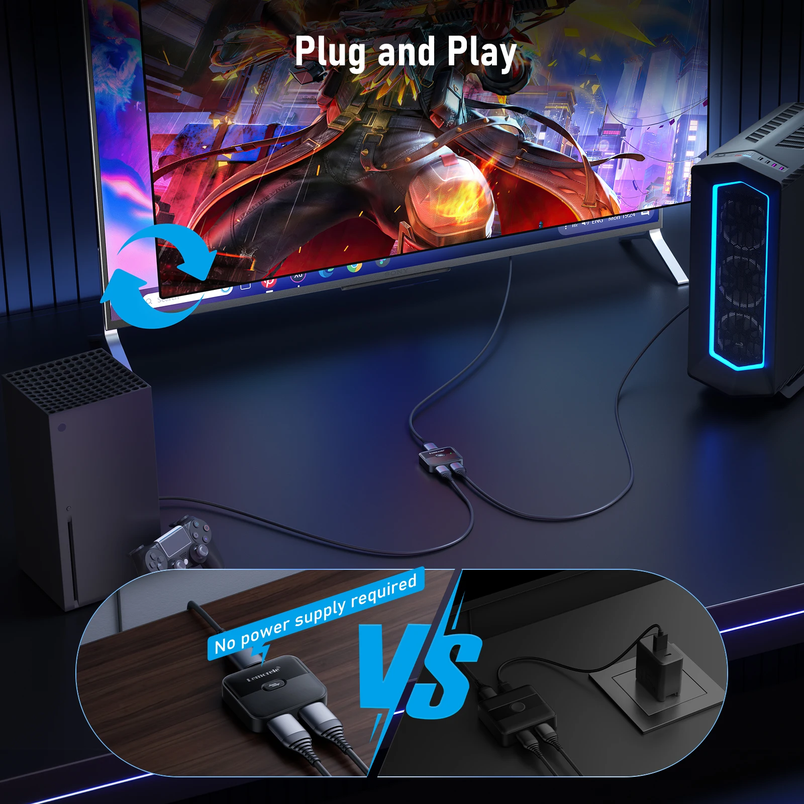 Lemorele 4K HDMI الفاصل التبديل 2 في 1 خارج 60 هرتز HDMI متوافق 2.0 محور الجلاد للكمبيوتر المحمول HDTV Xbox PS4 PS5 TV Macbook