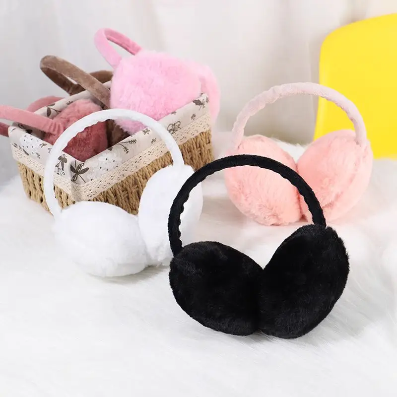 Fashion Autumn Winter Earmuffs Women Men Ear Warmer Thuckened Plush Solid Color Fluffy Fur Ear Muffs Earflap Earmuffs 2024