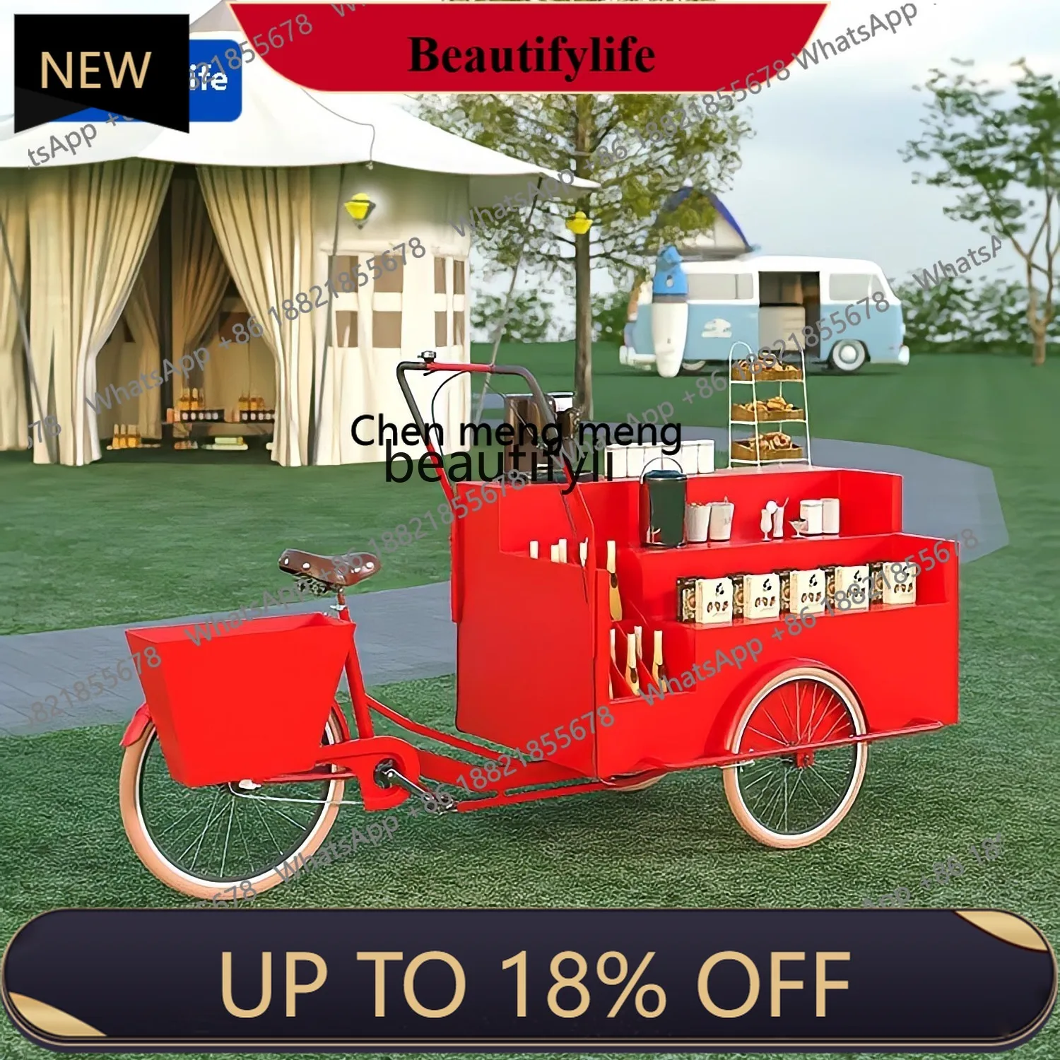 

a56 Outdoor Mobile Decorative Flower Cart Night Market Fresh Flower Sales Prop Cart Creative Display Promotion Stand