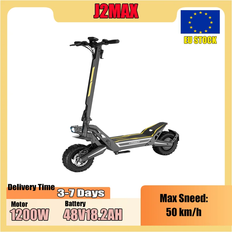 FREEBOY J2MAX E-Scooter 1200W Motor 48V18.2Ah Batterie Doppel-Scheibenbremssystem Klappbare Roller 11 Zoll Reifen Elektroroller