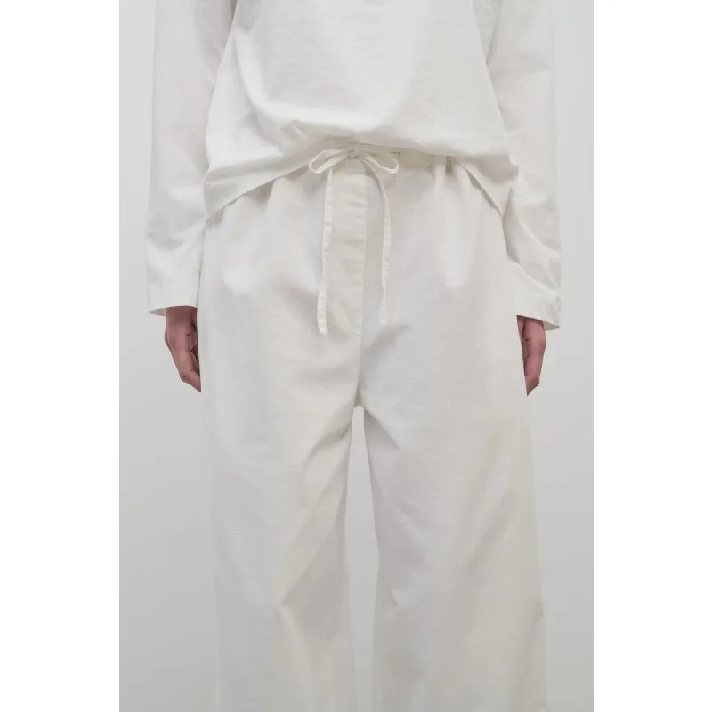 Pantaloni casual da donna con coulisse bianchi stile Old Money, rilassanti e versatili, pantaloni a gamba larga in vita elastica