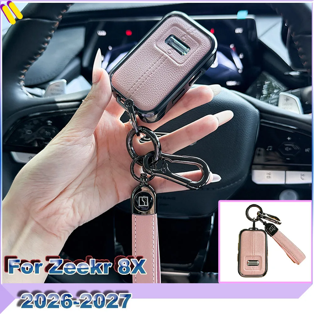 For Zeekr 8X 9X 001 2026-2027 Ladies Pink Leather Key Shell Premium Elegant Vehicle Key Holder Good Items In The Car