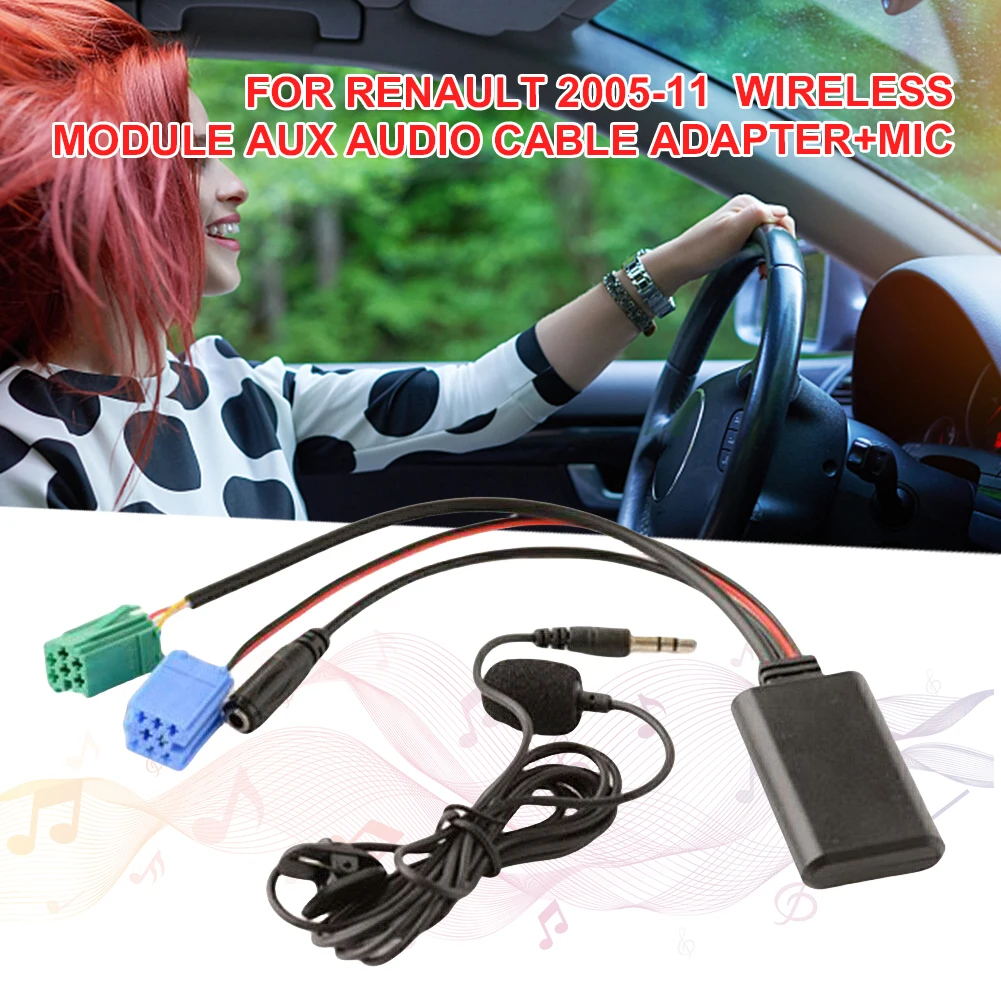 Car Bluetooth-Compatible Module AUX IN Wireless Bluetooth-Compatible Module with MIC Audio Cable Adapter for Renault Clio Espace