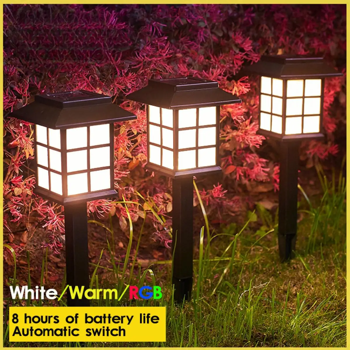 A LED Solar Garden Lights Outdoor Waterproof Camping Lawn Battery Rain-proof Sunshine Energy Saving Power For Walkway Yard Gate