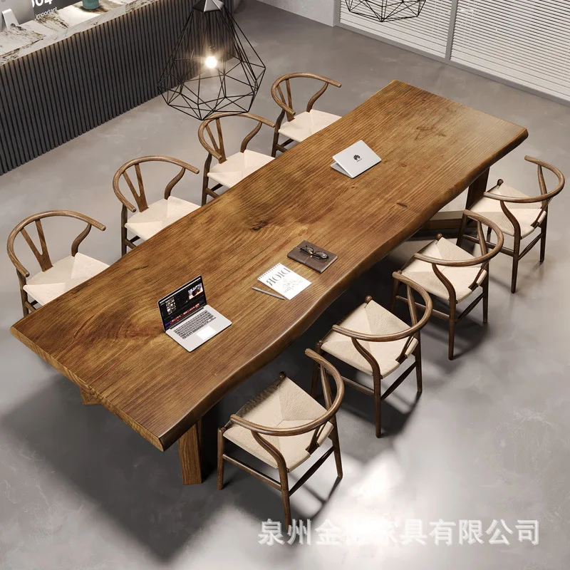 

Solid Wood Desk Large Multi-person Training Conference Table Long Table Company Staff Office Table And Chair Combination New Chi