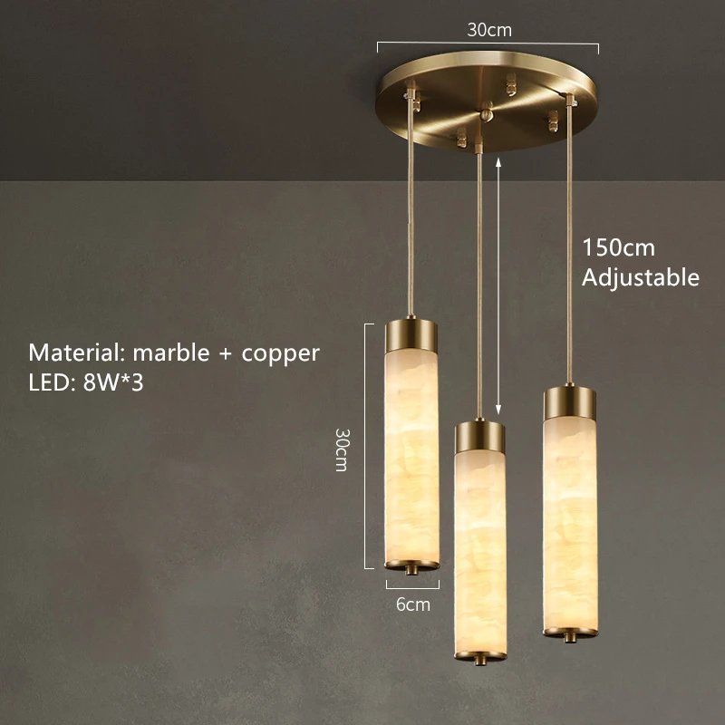Natural Marble LED Pendant Lights Brass Bedside Bar Dining Room Kitchen Hanglamp Gold Copper Nordic Lamp Cord Adjustable image 3