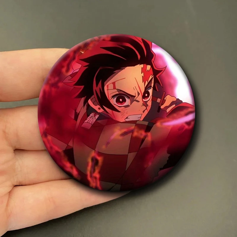 58mm Japanese Anime Demon Slayer Portable Mirror Cute Anime Character Cartoon Mini Makeup Mirror Accessories Decor Fans Collect