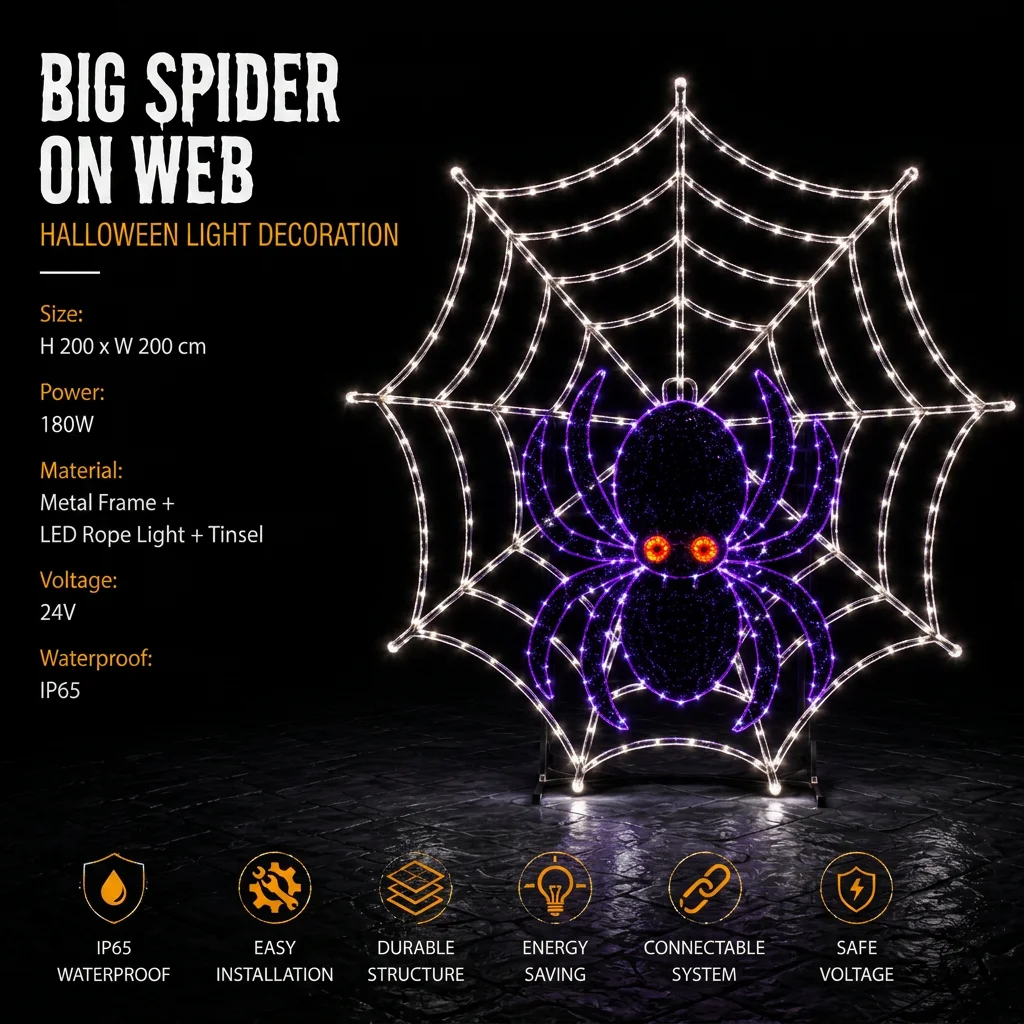 Wide-Wing Bat Red Eyes Purple Starry Tinsel LED Rope Light Metal Frame IP65 Connectable Outdoor Commercial Halloween Motif Light