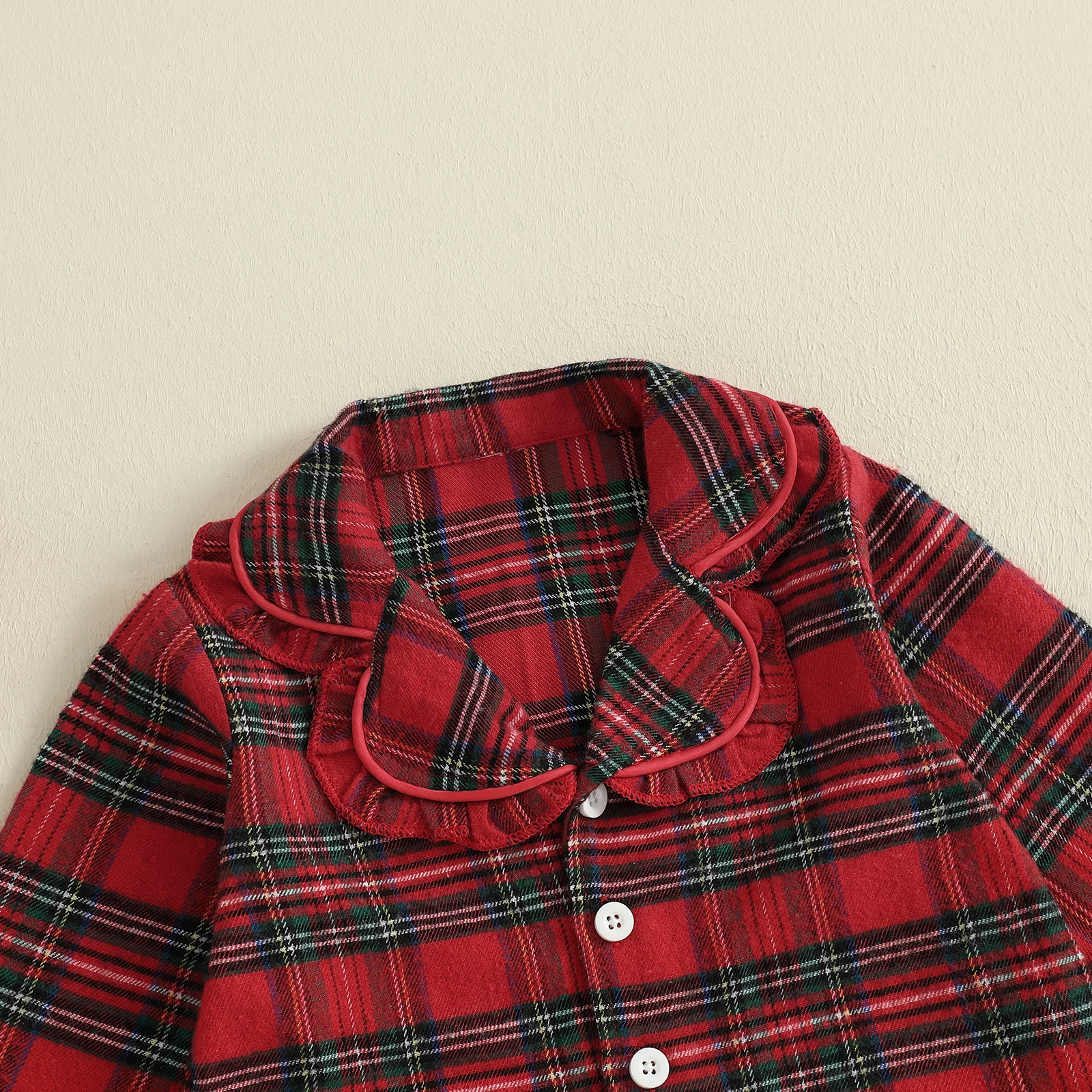 طقم بيجامات خريفي وشتوي للفتيات الصغيرات منقوشة مطبوعة بأكمام طويلة وياقة مقلوبة مع سروال بخصر مطاطي ملابس نوم ملابس منزلية