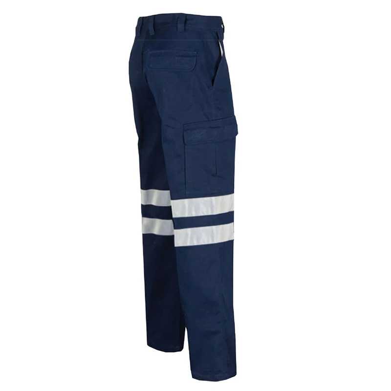 100% Cotton Fabric Construction Work Pants for Men with Reflective Stripes Work Trousers with Reflective Tape Hi Vis Workwear