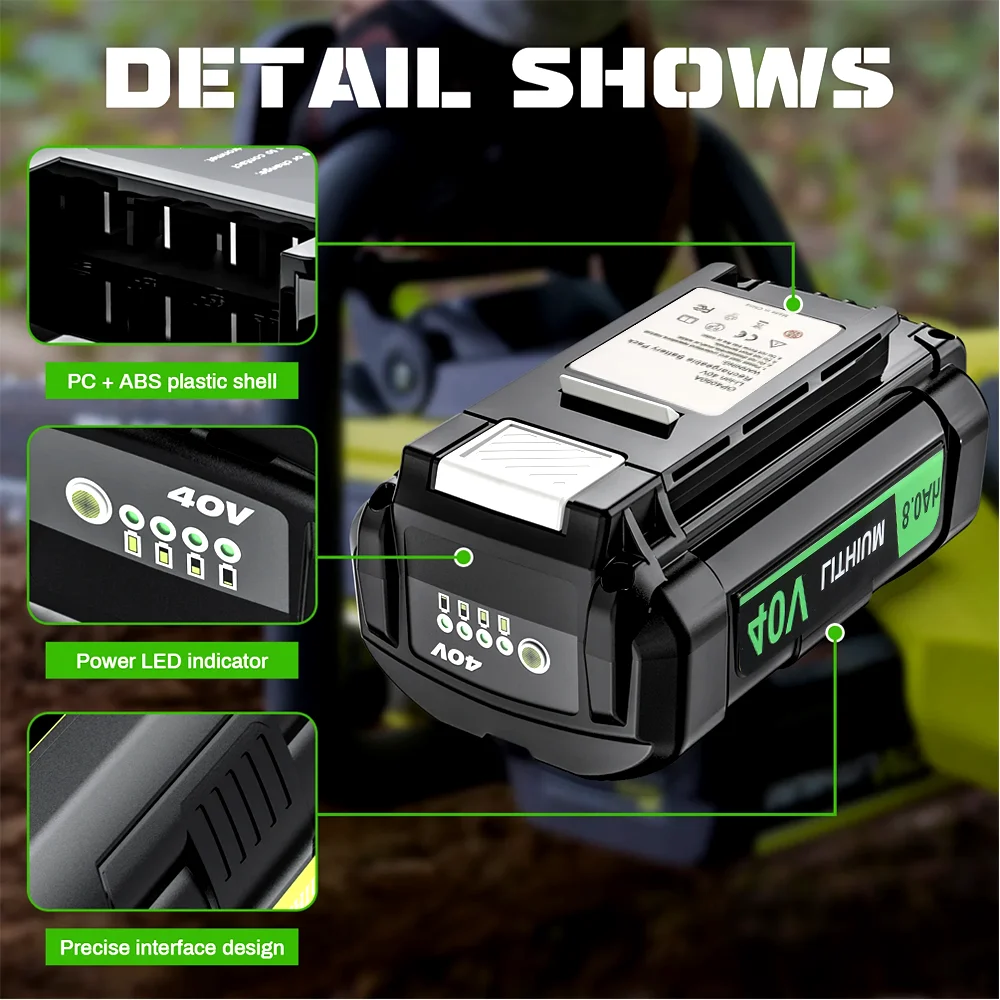 Li-ion 40v Replacement Battery 8000mAh For Ryobi OP4050 Battery for Ryobi OP4050/Ry40200 OP4040 OP4050 OP4026 OP4030 RY40430