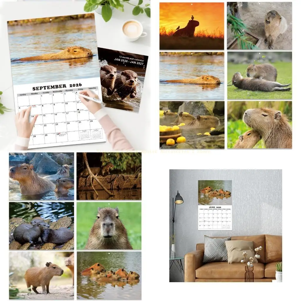 

2026 Animal Calendar Wall Mounted Monthly Calendar Planner from Jan 2026 to Jan 2027 with Holiday Markings For Home
