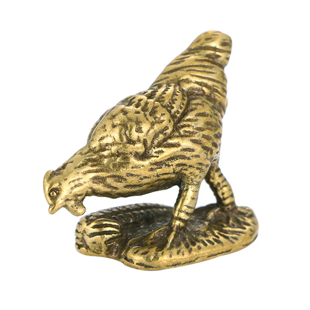 

Brass Chinese Zodiac of Rooster Animal Statues Decoration Craft Figurine Retro Small