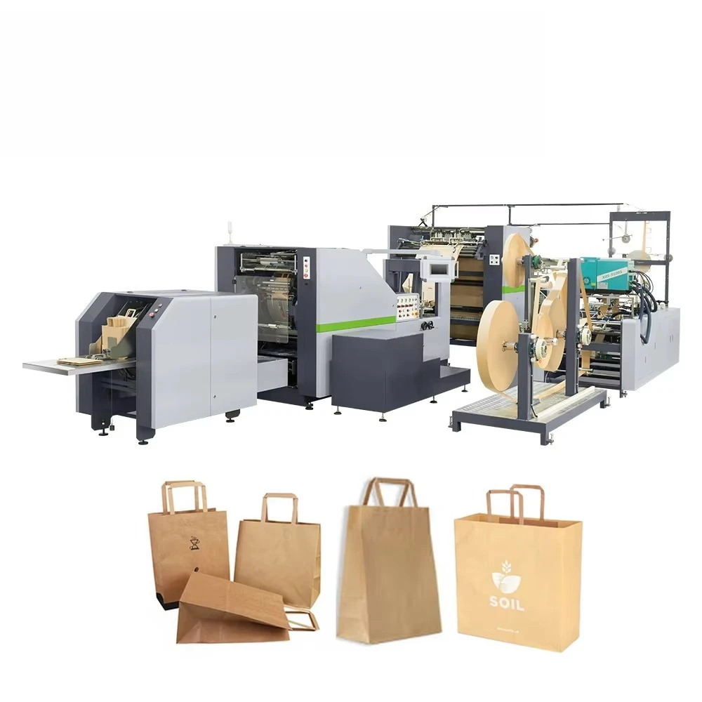 Paper Bag Making Machine Fully Automatic Machine Manufacturing Paper Bags Square Bottom Folding Screen Printing Customized