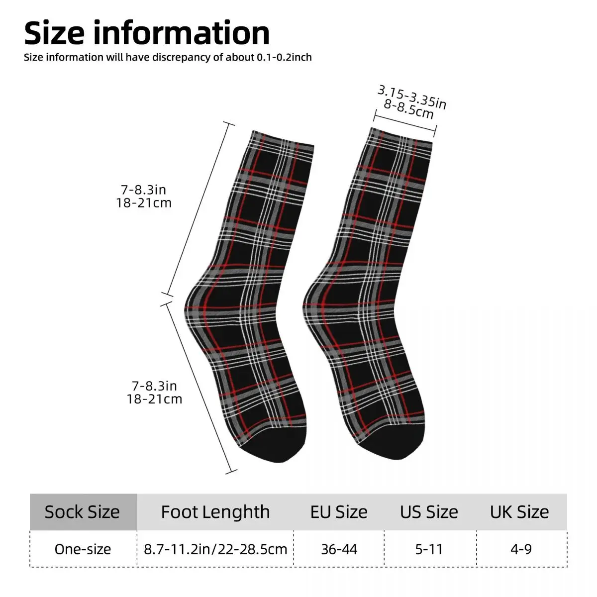 GTI-Chaussettes Tartan Harajuku Absorbant la Sueur, Chaussettes sulfToutes Saisons, Accessoires pour Cadeau d'Anniversaire Unisexe