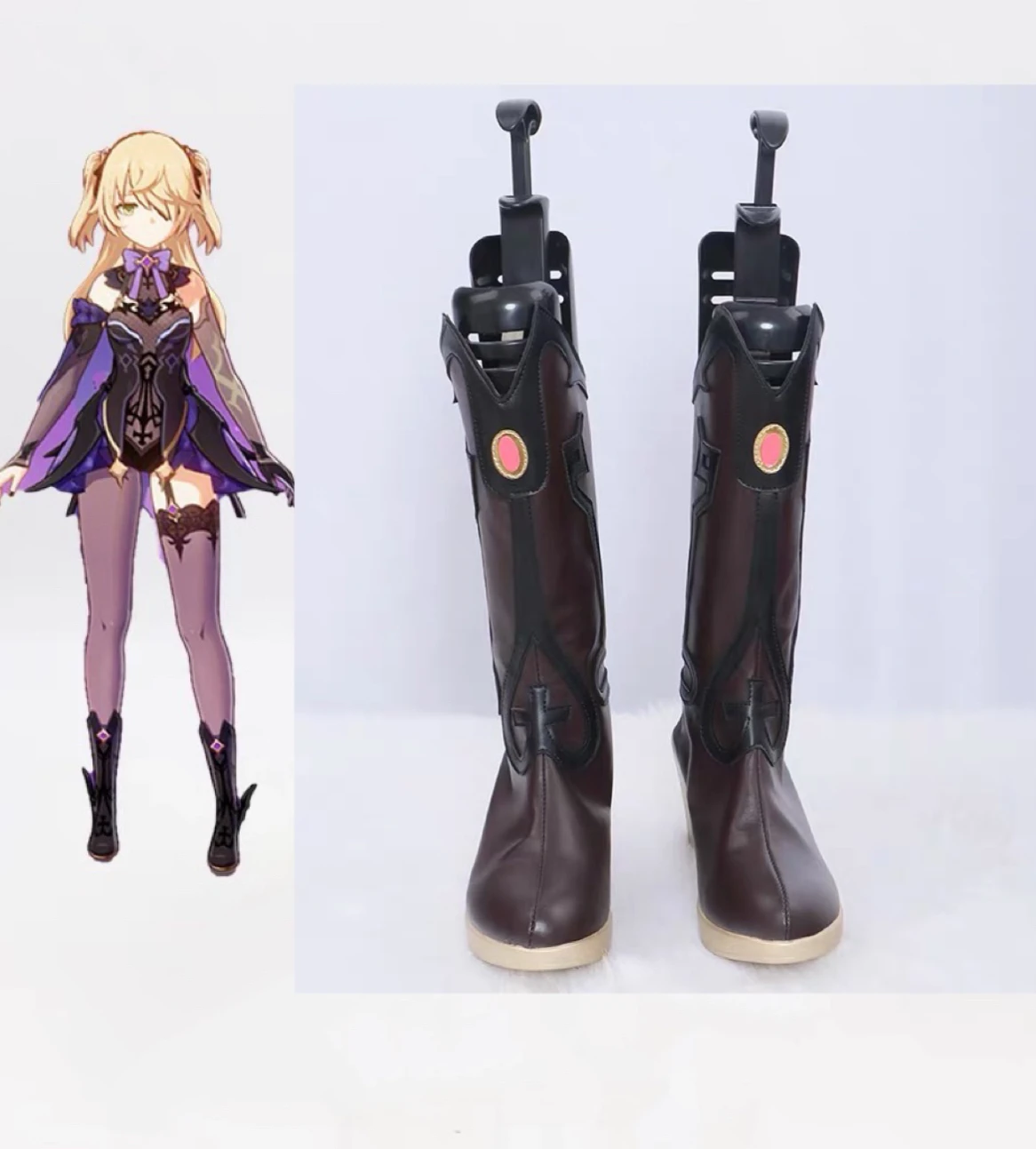 

Аниме-игра Genshin Impact Fischl, обувь для косплея, ботинки, фиолетовая форма, обувь на Хэллоуин, карнавал, вечеринку, карнавал