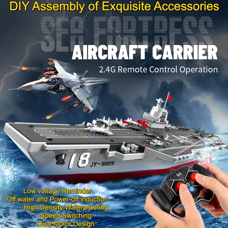 High-Speed Remote Control Aircraft Carrier Model Simulated Aircraft Carrier RC Boat High Density Waterproofing RC Ship Speedboat