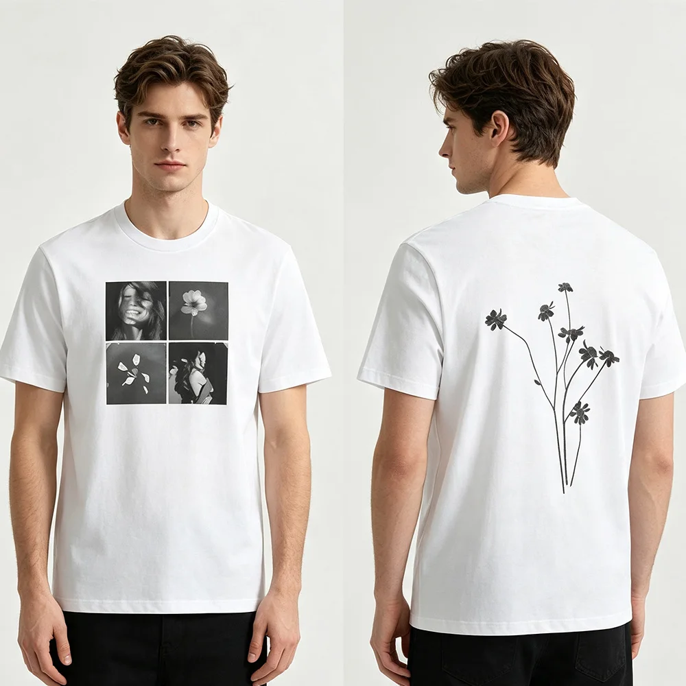 Ariana Grande Petal Tile Photo T-Shirt 2026 Ariana Grande Graphic T-Shirts Men's Women Fashion Pure Cotton Aesthetic Trendy Tops