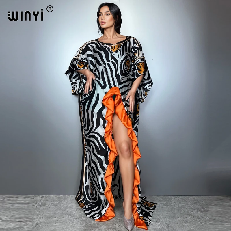 

WINYI летнее супер высокая вилка сексуальное вечернее платье Абая Дубай роскошное женское свободное вечернее платье длинный кафтан роскошное пляжное прикрытие