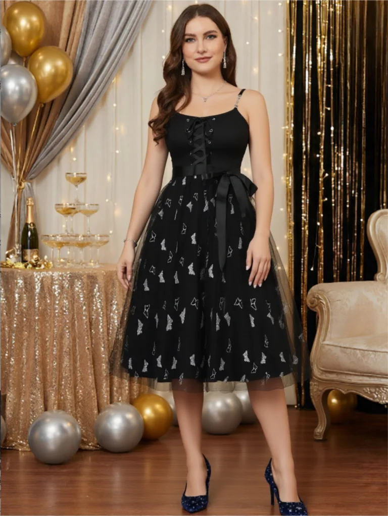 Vestido Cami A-Line com Estampa de Borboleta em Hot Stamping Prateado, com Cinto Removível, Vestido Casual Sem Mangas para Mulheres Verão 2026