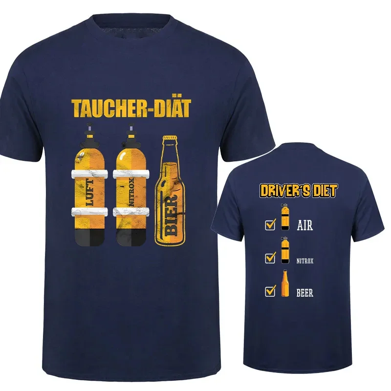 Casual Men\'s T-Shirt Diving Instructor Diving Diver Beer Print Short-Sleeve T-Shirt for Men Oversized Clothing Summer Tees
