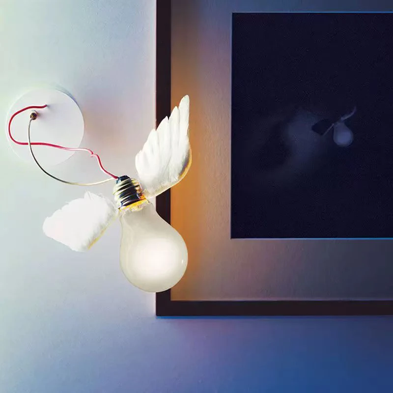 

Modern Real White Feathers wall Lamp Art Creative Feather wall light Bedroom Living Room Office Indoor Home Decorative Fixture